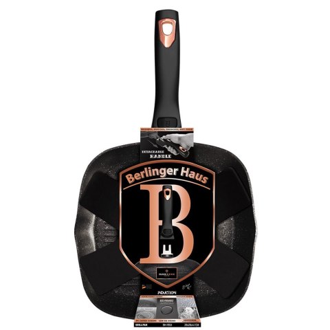 PATELNIA GRANITOWA GRILL 28cm ODPINANY UCHWYT BERLINGER HAUS BLACK ROSE BH-1953