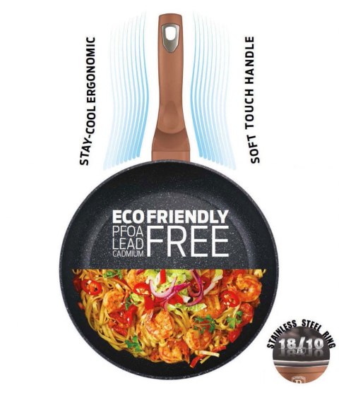 PATELNIA GRANITOWA WOK 30CM BERLINGER HAUS METALLIC LINE ROSE GOLD BH-6171