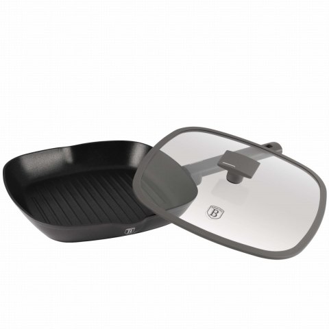 PATELNIA GRILLOWA TYTANOWA Z POKRYWKĄ 28CM BERLINGER HAUS ANTRACIT BH-8127