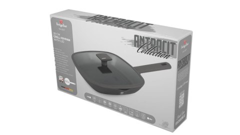 PATELNIA GRILLOWA TYTANOWA Z POKRYWKĄ 28CM BERLINGER HAUS ANTRACIT BH-8127