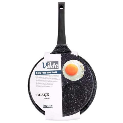 Patelnia granitowa do jajek sadzonych placków pancakes 4 otwory BLACK LINE 26 cm VILDE 199076