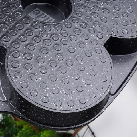 Patelnia granitowa do jajek sadzonych placków pancakes 4 otwory BLACK&WOOD 19x19 cm VILDE 199009