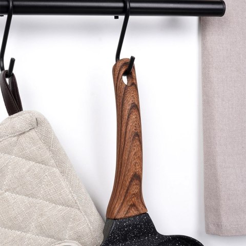 Patelnia granitowa do jajek sadzonych placków pancakes 4 otwory BLACK&WOOD 19x19 cm VILDE 199009