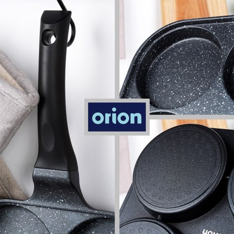 Patelnia granitowa do jajek sadzonych placków pancakes 4 otwory GRANDE 22x22cm ORION 113211