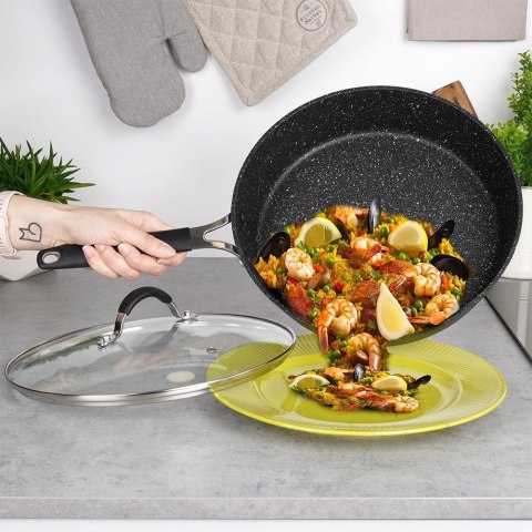 Patelnia granitowa do smażenia z pokrywką nieprzywierająca indukcja STONER 28 cm ORION 112931