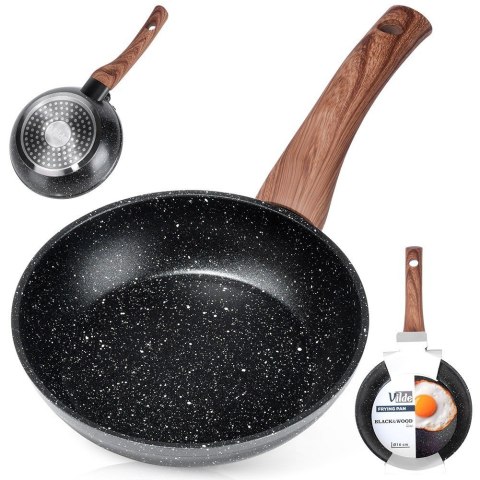 Patelnia granitowa nieprzywierająca indukcja NON-STICK BLACK&WOOD 16 cm VILDE 199058
