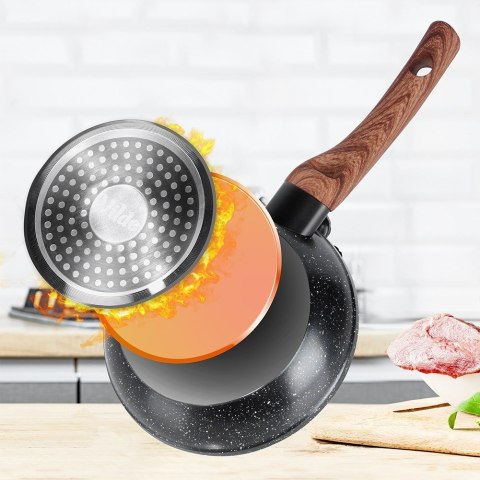 Patelnia granitowa nieprzywierająca indukcja NON-STICK BLACK&WOOD 16 cm VILDE 199058