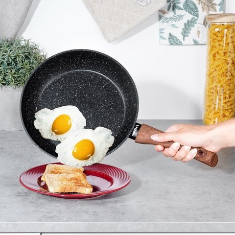 Patelnia granitowa nieprzywierająca indukcja NON-STICK BLACK&WOOD 24 cm VILDE 199060