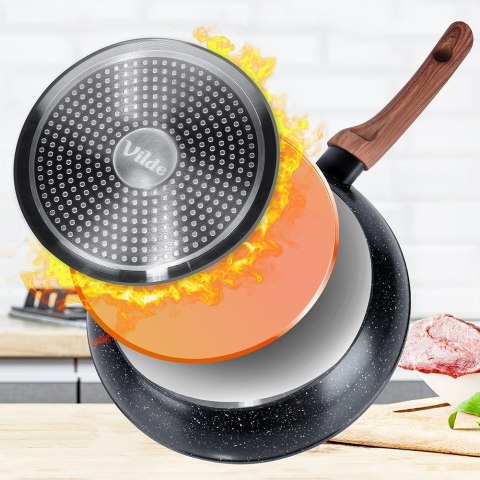 Patelnia granitowa nieprzywierająca indukcja NON-STICK BLACK&WOOD 28 cm VILDE 199062