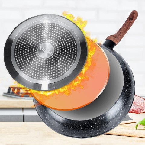 Patelnia granitowa nieprzywierająca indukcja NON-STICK BLACK&WOOD duża 30 cm VILDE 199063