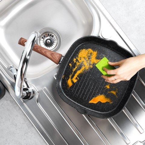 Patelnia grillowa do grillowania GRILL granitowa kwadratowa BLACK&WOOD 28x28 cm VILDE 199056