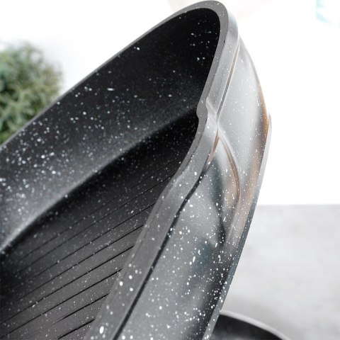 Patelnia grillowa do grillowania GRILL granitowa kwadratowa BLACK&WOOD 28x28 cm VILDE 199056