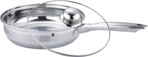 Patelnia stalowa ze stali nierdzewnej z pokrywką głęboka indukcja 20 cm BRUNBESTE BB-2220