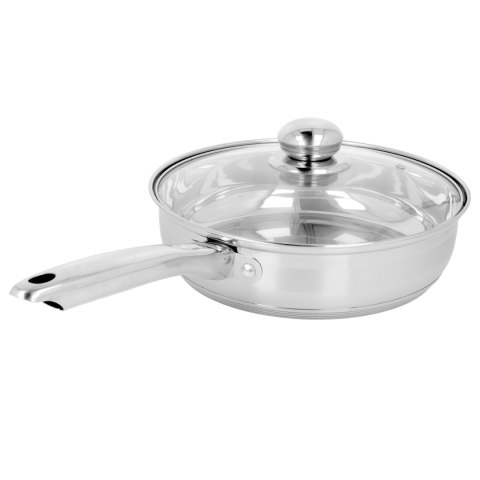 Patelnia stalowa ze stali nierdzewnej z pokrywką głęboka indukcja 20 cm BRUNBESTE BB-2220