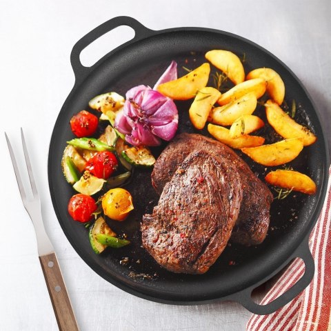 Patelnia żeliwna do smażenia indukcja ciężka LITINA 35x42.5 cm ORION 113209