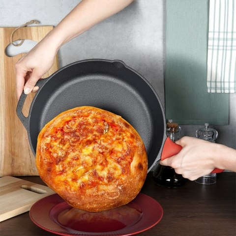 Patelnia żeliwna z silikonową nakładką na indukcję ciężka CAST LINE duża 30 cm VILDE 199036