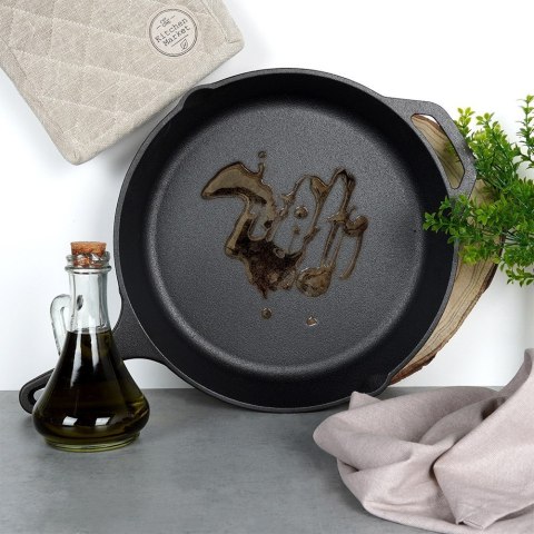 Patelnia żeliwna z silikonową nakładką na indukcję ciężka CAST LINE duża 30 cm VILDE 199036