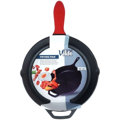 Patelnia żeliwna z silikonową nakładką na indukcję ciężka CAST LINE duża 30 cm VILDE 199036