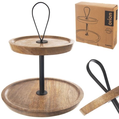 Patera na ciasto babeczki owoce drewniana 2 piętrowa MANGO 30cm ORION 122992