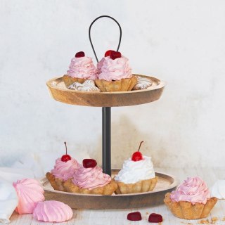 Patera na ciasto babeczki owoce drewniana 2 piętrowa MANGO 30cm ORION 122992