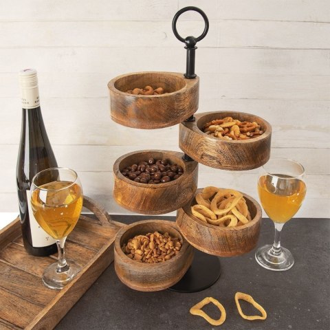 Patera na ciasto babeczki owoce drewniana 5 piętrowa MANGO 44.5cm ORION 122993