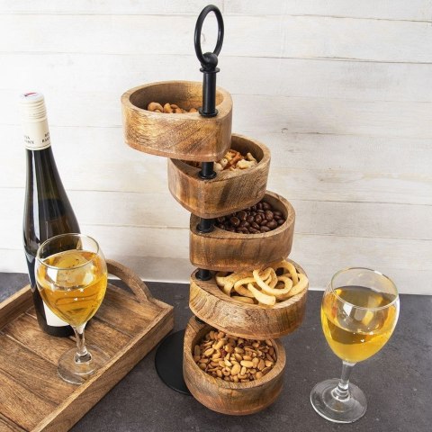 Patera na ciasto babeczki owoce drewniana 5 piętrowa MANGO 44.5cm ORION 122993