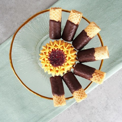 Patera na ciasto babeczki owoce na tort szklana na nóżce złota 15.5cm VILDE 139723