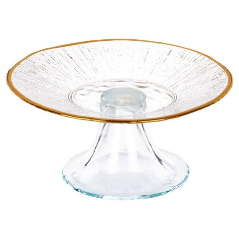 Patera na ciasto babeczki owoce na tort szklana na nóżce złota 15.5cm VILDE 139723