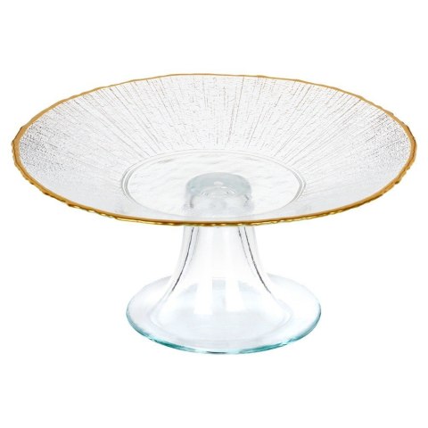 Patera na ciasto babeczki owoce na tort szklana na nóżce złota 21cm VILDE 139724