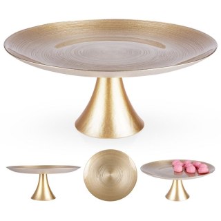 Patera na ciasto babeczki owoce tort szklana złota na nóżce 28cm VILDE 139268