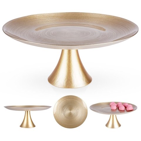 Patera na ciasto babeczki owoce tort szklana złota na nóżce 28cm VILDE 139268