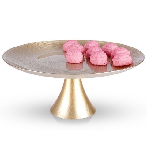 Patera na ciasto babeczki owoce tort szklana złota na nóżce 28cm VILDE 139268