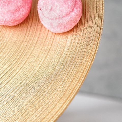 Patera na ciasto babeczki owoce tort szklana złota na nóżce 28cm VILDE 139268