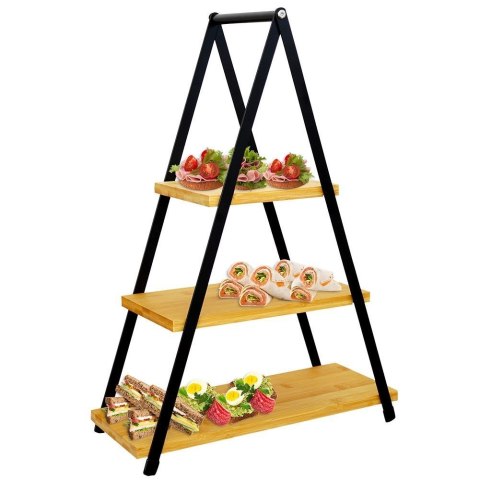 Patera na ciasto owoce babeczki bambusowa 3 piętrowa 38x16.5x53cm EXCELLENT HOUSEWARE 139201