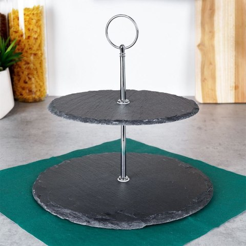 Patera na ciasto owoce babeczki kamienna 2 piętrowa 23cm EXCELLENT HOUSEWARE 139313