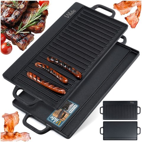 Płyta do smażenia grillowania żeliwna dwustronna CAST LINE 50.5x23.5 cm VILDE 199074