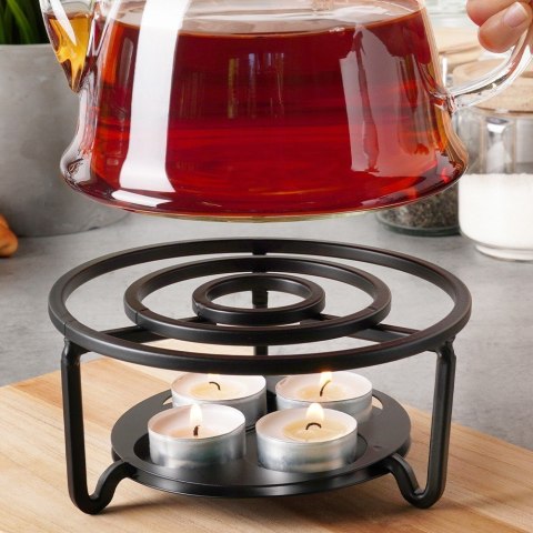 Podgrzewacz do dzbanka kubka herbaty metalowy świecznik x4 tealight VILDE 229148