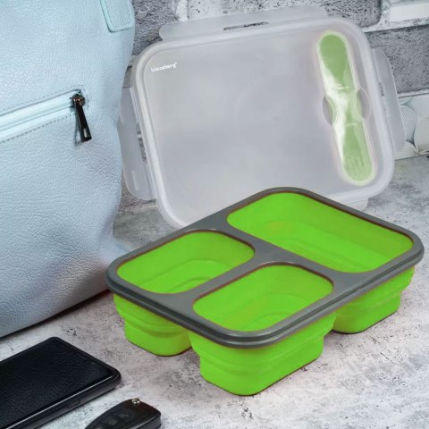 POJEMNIK LUNCHBOX SILIKONOWY 1100ml 3-KOMOROWY KLAUSBERG KB-7024