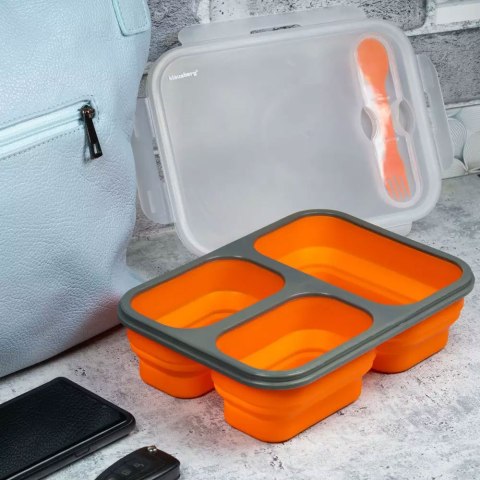 POJEMNIK LUNCHBOX SILIKONOWY 1100ml 3-KOMOROWY KLAUSBERG KB-7024