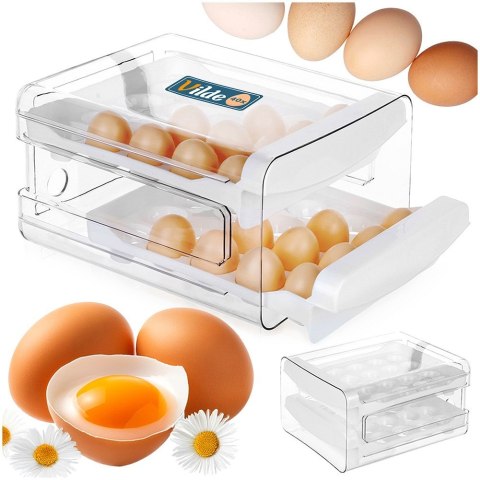 POJEMNIK NA JAJKA DO LODÓWKI ORGANIZER NA 40 JAJEK 2-POZIOMOWY PIĘTROWY VILDE 229164