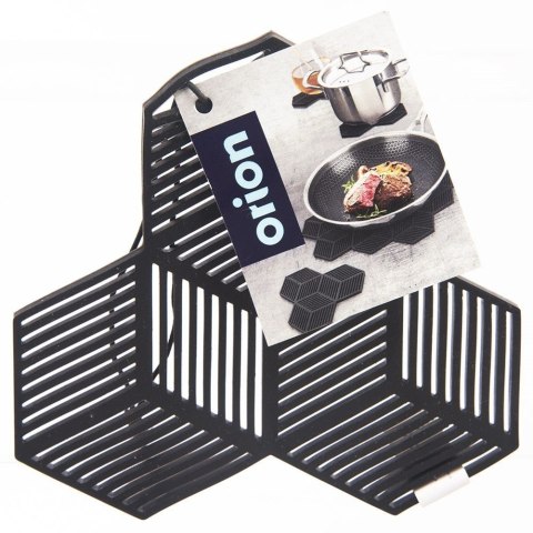 Podstawka silikonowa pod gorące naczynie garnek podkładka czarna 13.5x13.5cm ORION 121574