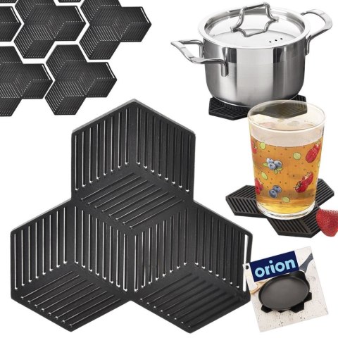 Podstawka silikonowa pod gorące naczynie garnek podkładka czarna 13.5x13.5cm ORION 121574