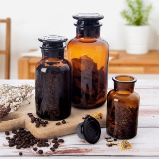 Pojemnik kuchenny na żywność jedzenie szklany brązowy z korkiem szeroką szyjką 1L ORION 127592