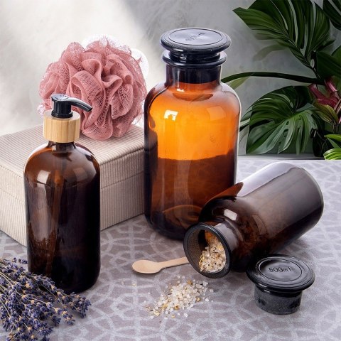 Pojemnik kuchenny na żywność jedzenie szklany brązowy z korkiem szeroką szyjką 1L ORION 127592