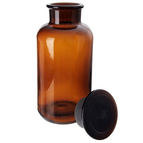 Pojemnik kuchenny na żywność jedzenie szklany brązowy z korkiem szeroką szyjką 1L ORION 127592