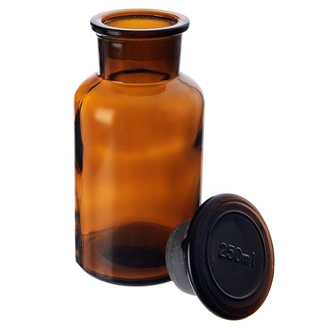 Pojemnik kuchenny na żywność jedzenie szklany brązowy z korkiem szeroką szyjką 250 ml ORION 127590