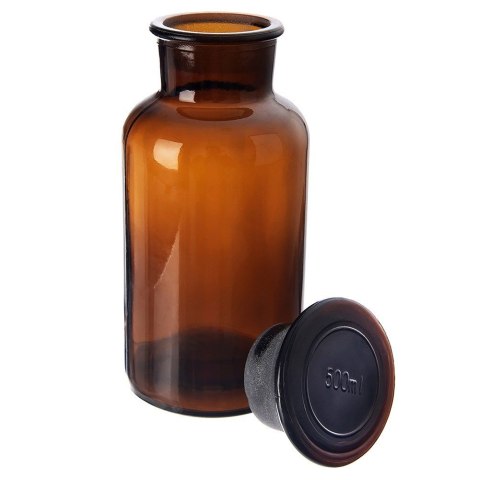 Pojemnik kuchenny na żywność jedzenie szklany brązowy z korkiem szeroką szyjką 500 ml ORION 127591