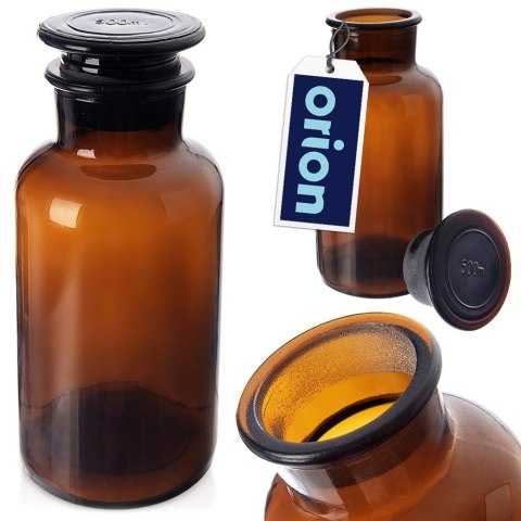 Pojemnik kuchenny na żywność jedzenie szklany brązowy z korkiem szeroką szyjką 500 ml ORION 127591