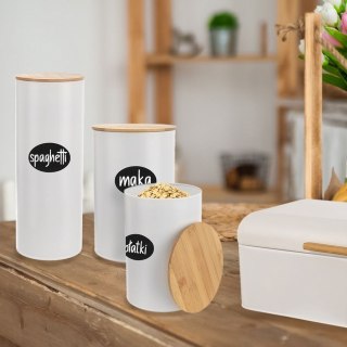 Pojemnik kuchenny puszka na żywność metalowy biały WHITELINE 800ml ORION 127539