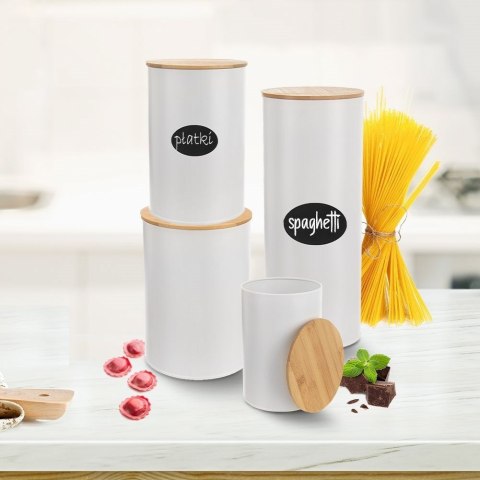 Pojemnik kuchenny puszka na żywność metalowy biały WHITELINE 800ml ORION 127539